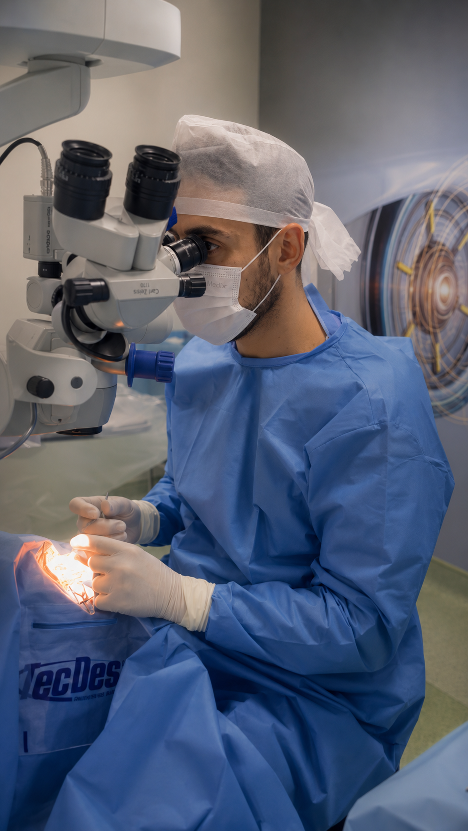 Anéis concêntricos de luz suave, evocando profundidade ocular