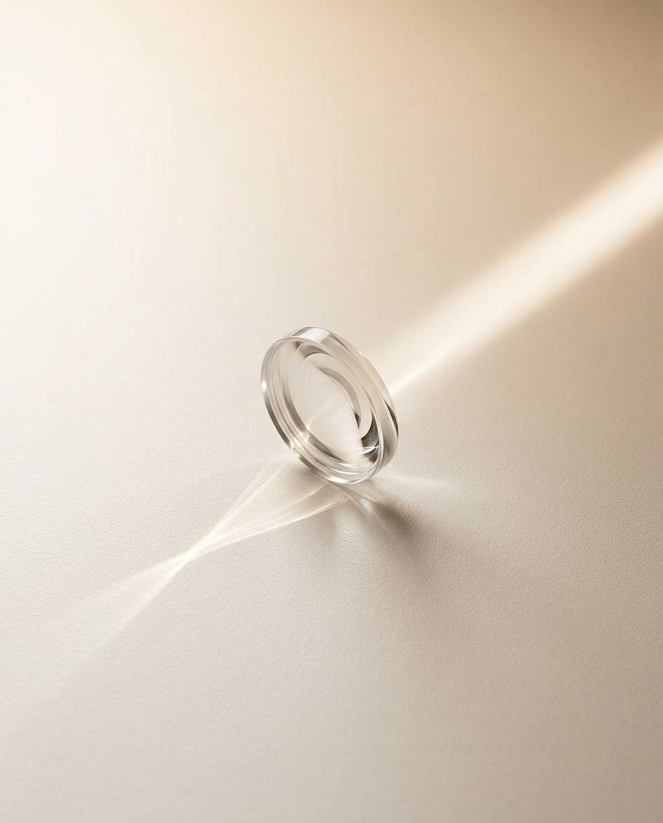 Feixe de luz minimalista atravessando um espaço claro